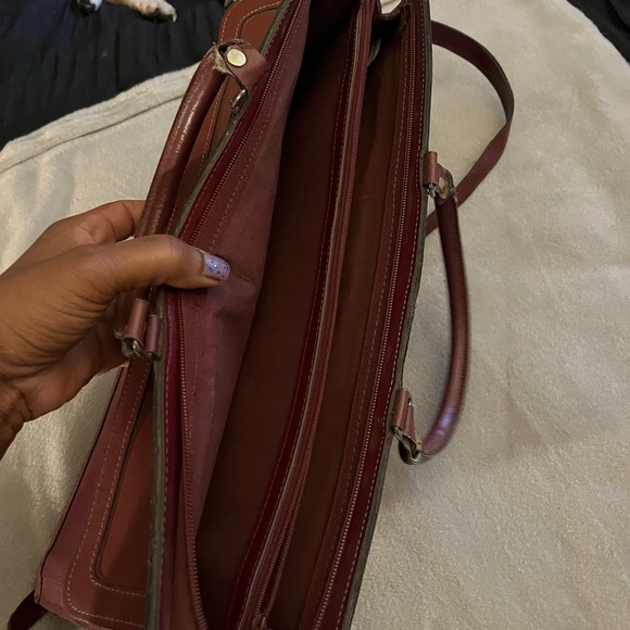 Leather Crossbody Briefcase with Handles - Picture 3 of 5